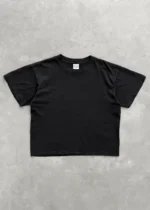 Stonewashed black blank t-shirt front view Akimbo The 1999 Tee
