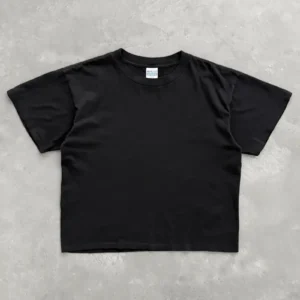 Stonewashed black blank t-shirt front view Akimbo The 1999 Tee