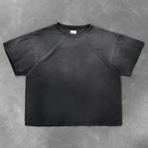 Akimbo Chain-Peeker Light-Weight Tee Sun Faded Black front view