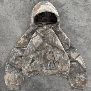 Akimbo Club Realtree Zip Up Hoodie front view with full zip design and Realtree camouflage pattern