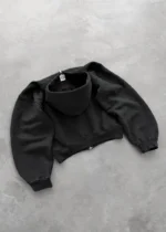 Akimbo Club Zip Up Black back view showing a classic black hoodie design and relaxed silhouette