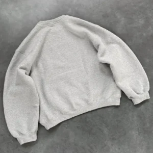 Akimbo Crewneck Heather Grey back view showing full design