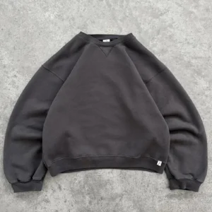 Akimbo Crewneck Charcoal front view with simple crewneck design