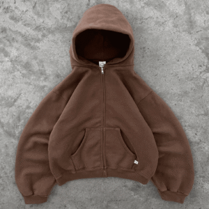 Akimo ZIP-UP HOODIE Coffee cotton zip-up hoodie