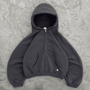 Akimbo ZIP-UP HOODIE Charcoal cotton zip-up hoodie