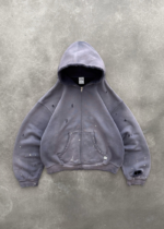 Akimbo Watch-Peeker Zip Up Hoodie - Sun Faded Eggplant front view