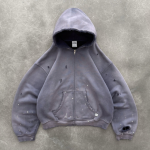 Akimbo Watch-Peeker Zip Up Hoodie - Sun Faded Eggplant front view