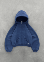 Akimbo ZIP-UP HOODIE Navy cotton zip-up hoodie