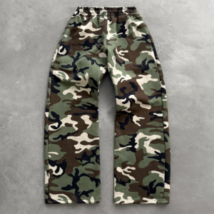 Akimbo Camo Sweatpant front view featuring comfortable men's pants design with heavyweight fabric and tapered fit