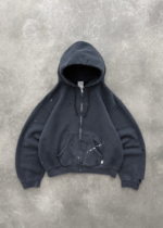 Akimbo Hoodie Watch Peeker Zip-Up - Faded Black front view