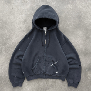 Akimbo Hoodie Watch Peeker Zip-Up - Faded Black front view