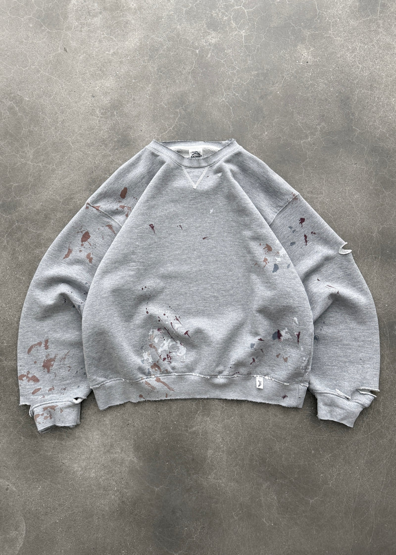 Akimbo Crewneck "Watch-Peeker" - Heather Grey Front Akimbo Crewneck Watch-Peeker Heather Grey front view