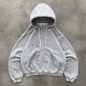Akimbo Hoodie Watch-Peeker Zip-Up - Heather Grey front view