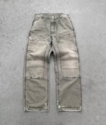 Canvas Double Knees Faded Olive front view workwear pants