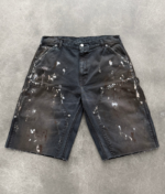 AKIMBO PAINTER CANVAS DOUBLE KNEE SHORT - FADED BLACK front view