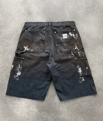 AKIMBO PAINTER CANVAS DOUBLE KNEE SHORT - FADED BLACK back view