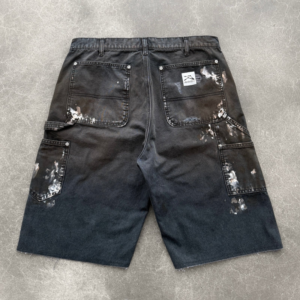 AKIMBO PAINTER CANVAS DOUBLE KNEE SHORT - FADED BLACK back view