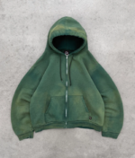AKIMBO Distressed Pro Work Zip Up - Faded Green front view