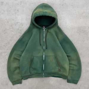 AKIMBO Distressed Pro Work Zip Up - Faded Green front view
