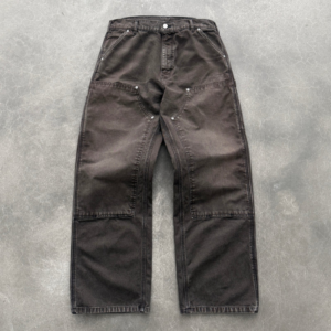 AKIMBO Canvas Double Knee Pants Dark Brown front view