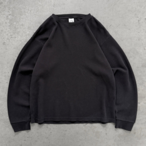 STONEWASHED THERMAL LONGSLEEVE - BLACK front view
