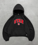 Akimbo University of Utah Blackout Hoodie front view in black