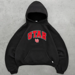 Akimbo University of Utah Blackout Hoodie front view in black