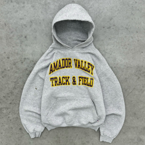 Akimbo Track And Field Heather Grey Russell Hoodie-1990s front view