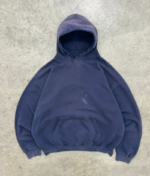 Akimbo Distressed Sun Faded Navy Hoodie-1990s front view