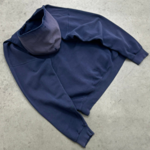 Akimbo Distressed Sun Faded Navy Hoodie-1990s back view