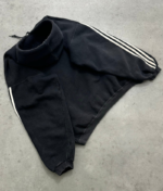 Akimbo Faded Black Adidas 3 Stripe Heavyweight Hoodie-1990s back view