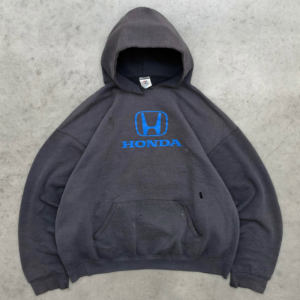Akimbo Sun Faded Black Honda Hoodie-2000s front view