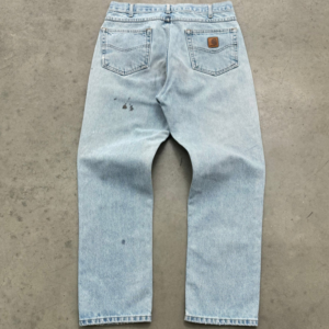 Akimbo Distressed Faded Light Blue Carhartt Jeans-1990s back view