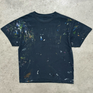Akimbo Faded Black Paint Splatter Artist Tee-2000s front view