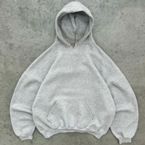 Akimbo Distressed Faded Grey Russell Hoodie-1990s front view