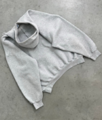 Akimbo Distressed Faded Grey Russell Hoodie-1990s back view