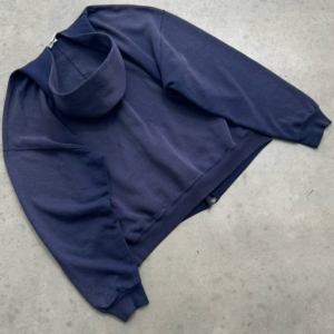 Akimbo Sun Faded Navy Zip Up Russell Hoodie-1990s back view