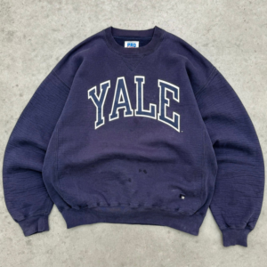 Akimbo Faded Navy Blue Yale Russell Crewneck-1990s front view