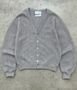 Akimbo Faded Heather Grey Virgin Wool Cardigan-1970s front view