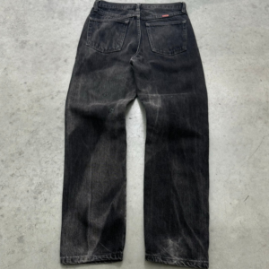 Akimbo Sun Faded Midnight Black Jeans-1990s back view