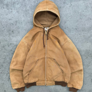 Akimbo Faded Tan Key Imperial Hooded Work Jacket-1980s front view