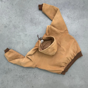 Akimbo Faded Tan Key Imperial Hooded Work Jacket-1980s back view