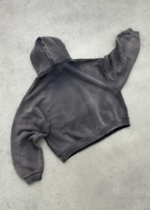 AKIMBO WATCH-PEEKER Distressed Hoodie Sun Faded Black back view